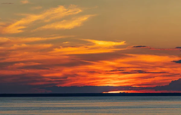 Pomarańczowe Niebo Nad Morzem Ukraina — Zdjęcie stockowe