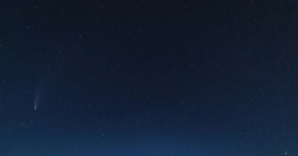 Комета Neowise Переміщається Зоряним Нічним Небом Під Егідою Constellation Ursa — стокове відео