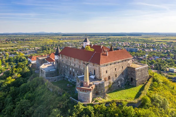 Vista Aérea Del Castillo Palanok Castillo Mukachevo Ucrania — Foto de Stock