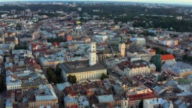 Ukrayna 'nın eski şehri Lviv' in havadan görünüşü