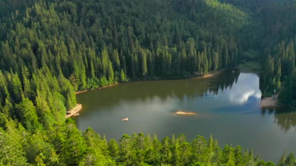 カルパチア山脈の湖Synevyrの空中ビュー ウクライナ — ストック動画