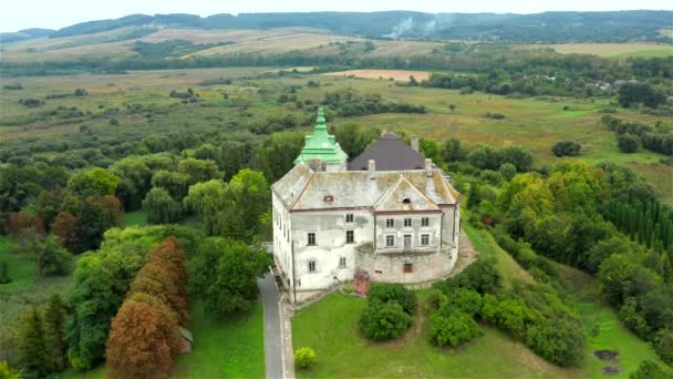 Flygfoto Över Olesko Slott Lviv Regionen Ukraina — Stockvideo