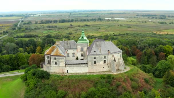 Flygfoto Över Olesko Slott Lviv Regionen Ukraina — Stockvideo