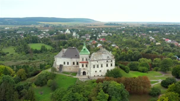 Αεροφωτογραφία Του Κάστρου Olesko Στην Περιοχή Lviv Ουκρανία — Αρχείο Βίντεο