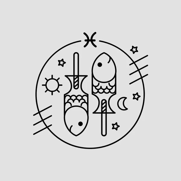 Znamení Zvěrokruhu Ryby Vektor Logo Nebo Obrázek Jídlo Horoskop Pro — Stockový vektor