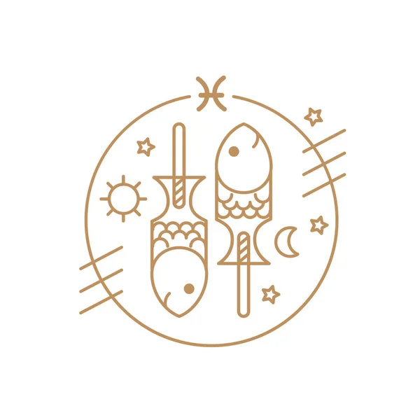Vektor Fisch Tierkreiszeichen Logo Oder Illustration Ernährungshoroskop Für Kinder — Stockvektor