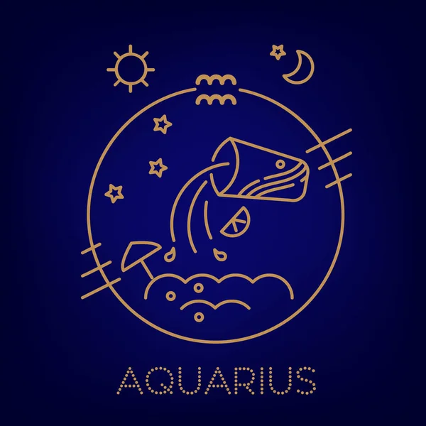 Acuario Vector Del Zodíaco Signo Logotipo Tatuaje Ilustración Horóscopo Comida — Vector de stock