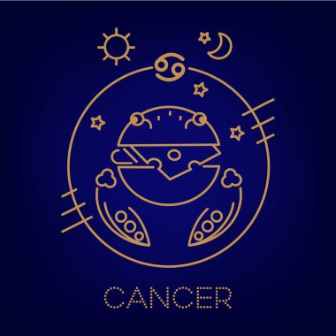 Kanser burç vektör, logo, dövme veya illüstrasyon. Çocuklar için gıda burç.