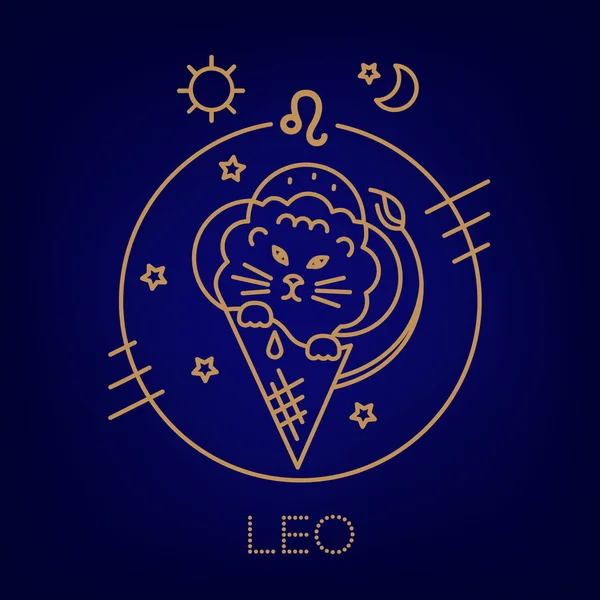 Leone Leone Segno Zodiacale Logo Tatuaggio Illustrazione Oroscopo Alimentare Bambini — Vettoriale Stock