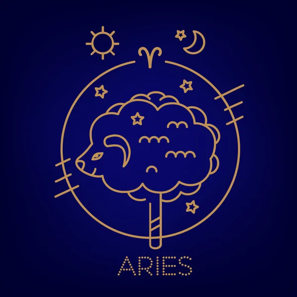 Signo Vectorial Aries Del Zodiaco Círculos Color Dorado Sobre Fondo — Archivo Imágenes Vectoriales