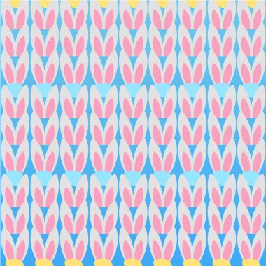 Paskalya için kare arka plan. Komik tavşan, yumurta Dikişsiz deseni ile vektör Illustration. Dekoratif kompozisyon, broşür şablonu, davetiye, çocuk tebrik kartı, site kapağı.