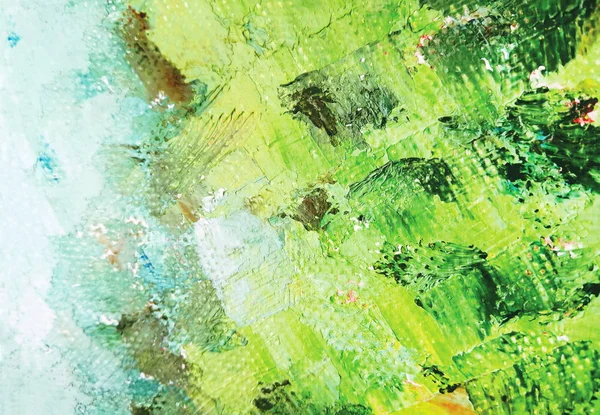 Canvas texture with strokes of oil paint, in yellow and green positive colors.