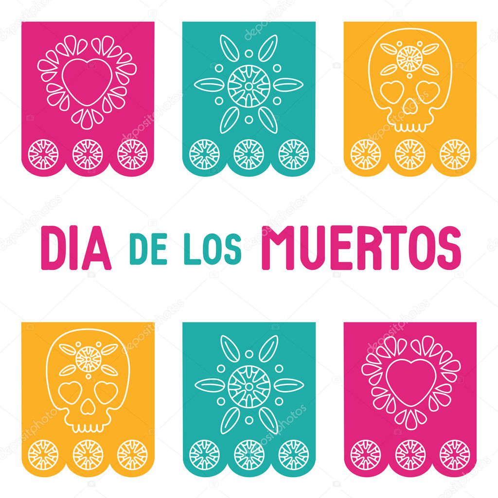 Day of the dead, Dia de los muertos background, square banner, greeting card. Vector illustration, cover for website, social media.