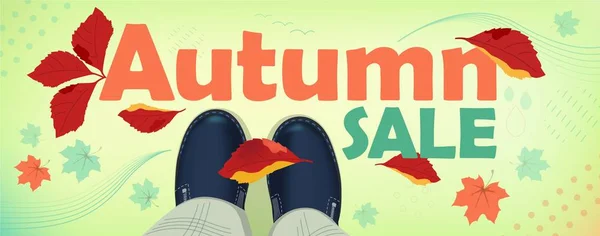 Autumn Sale Text Illustration Facebook Cover Website Background Top View — Stock Photo, Image