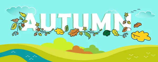 Ilustración Otoño Estilo Dibujos Animados Plantilla Sitio Web Facebook Cover — Foto de Stock