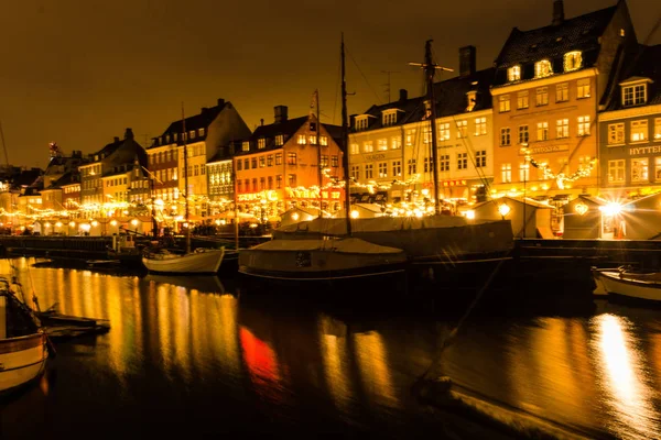 Nyhaven Christkindlmarkt Advent Kopenhagen Dänemark — Stockfoto