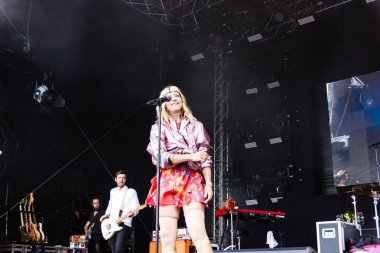 Kiel, Almanya - 25 Haziran 2019: Berlin 'den elektropop müzik grubu 