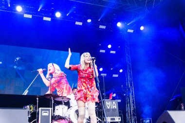Kiel, Almanya - 25 Haziran 2019: Berlin 'den elektropop müzik grubu 