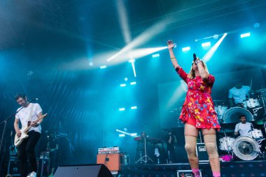 Kiel, Almanya - 25 Haziran 2019: Berlin 'den elektropop müzik grubu 