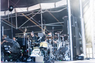 Kiel, Almanya - 28 Haziran 2019: The Band Tokio Hotel, Hrn Stage 'de sahne alıyor
