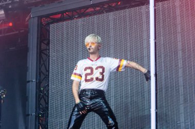 Kiel, Almanya - 28 Haziran 2019: The Band Tokio Hotel, Hrn Stage 'de sahne alıyor