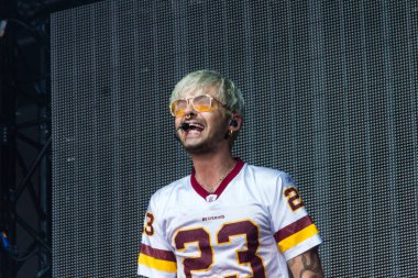 Kiel, Almanya - 28 Haziran 2019: The Band Tokio Hotel, Hrn Stage 'de sahne alıyor