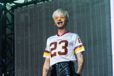 Kiel, Almanya - 28 Haziran 2019: The Band Tokio Hotel, Hrn Stage 'de sahne alıyor