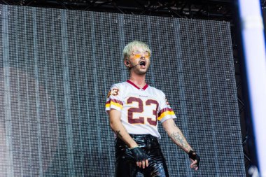 Kiel, Almanya - 28 Haziran 2019: The Band Tokio Hotel, Hrn Stage 'de sahne alıyor