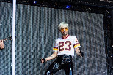 Kiel, Almanya - 28 Haziran 2019: The Band Tokio Hotel, Hrn Stage 'de sahne alıyor