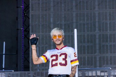 Kiel, Almanya - 28 Haziran 2019: The Band Tokio Hotel, Hrn Stage 'de sahne alıyor