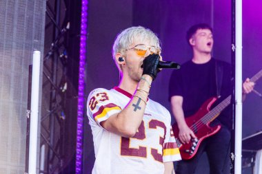 Kiel, Almanya - 28 Haziran 2019: The Band Tokio Hotel, Hrn Stage 'de sahne alıyor