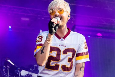 Kiel, Almanya - 28 Haziran 2019: The Band Tokio Hotel, Hrn Stage 'de sahne alıyor