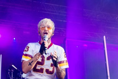 Kiel, Almanya - 28 Haziran 2019: The Band Tokio Hotel, Hrn Stage 'de sahne alıyor