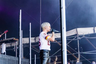 Kiel, Almanya - 28 Haziran 2019: The Band Tokio Hotel, Hrn Stage 'de sahne alıyor