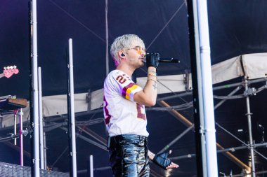 Kiel, Almanya - 28 Haziran 2019: The Band Tokio Hotel, Hrn Stage 'de sahne alıyor