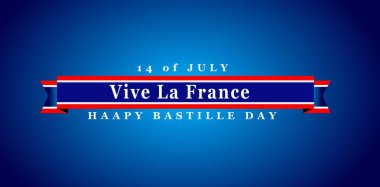 14 için bir Banner gösterimi th Temmuz. Bastille günü kutlu olsun. Metin alanı arka plan.