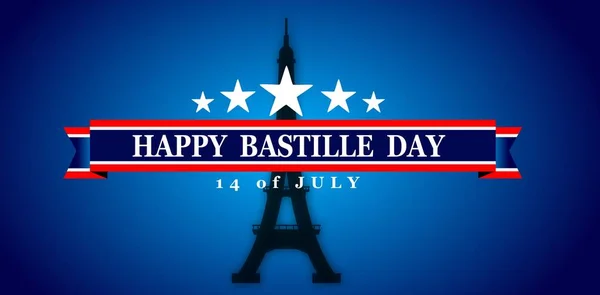 Illustration Une Bannière Juillet Joyeuse Fête Bastille Texte Espace Contexte — Image vectorielle