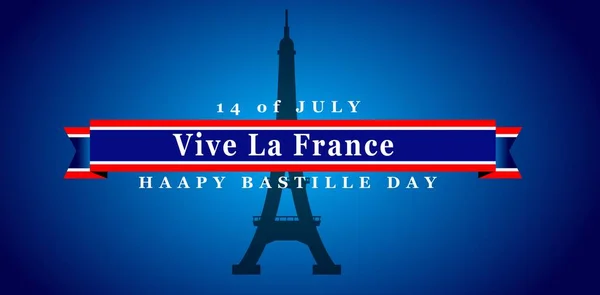 Illustration Banner July Happy Bastille Day Text Space Background — Stock Vector