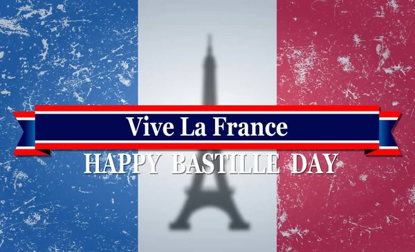 Illustration Banner July Happy Bastille Day Text Space Background — Stock Photo, Image