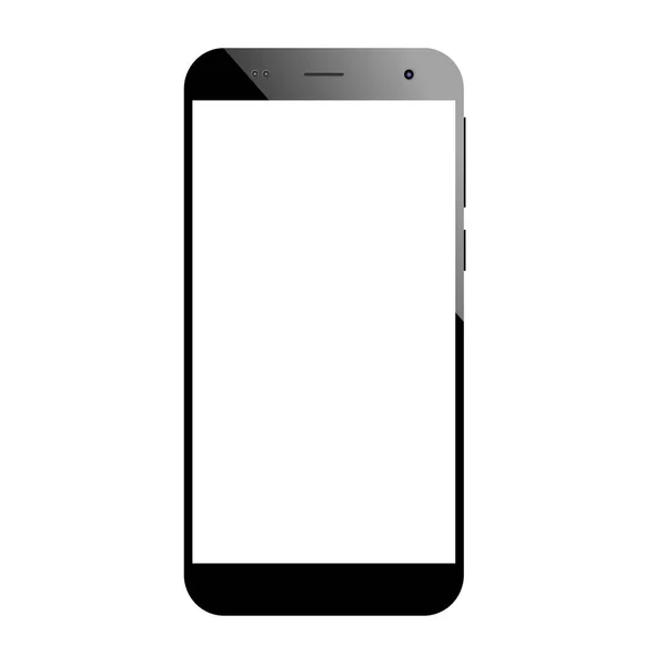 Smartphone Moderno Color Negro Con Pantalla Blanco — Vector de stock