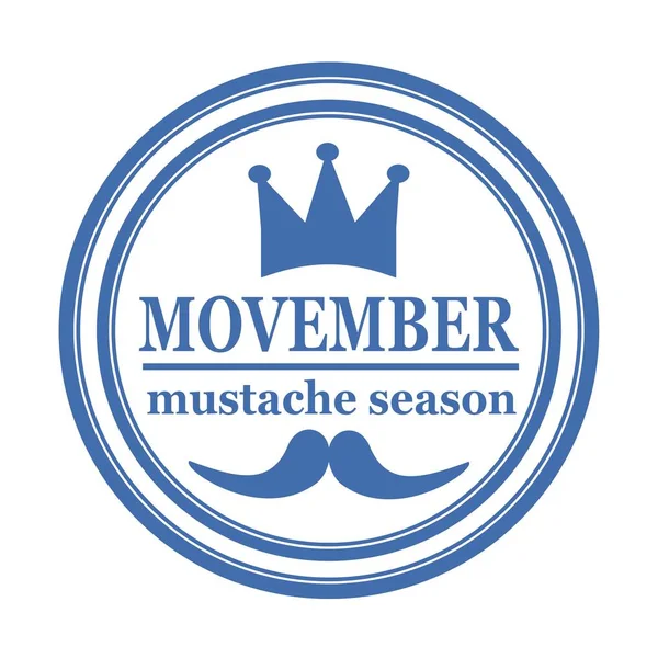 Movember Καρκίνου Ευαισθητοποίησης Εικονίδιο Banner Αφίσα Κάρτα Μουστάκι Μπλε Φόντο — Διανυσματικό Αρχείο