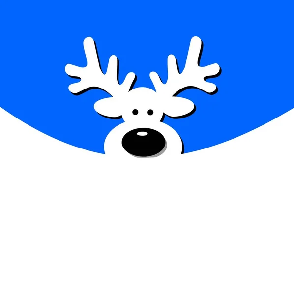 Christmas Reindeers Illustration Blue Background Red Nose Cartoon Isolation — Stock Vector