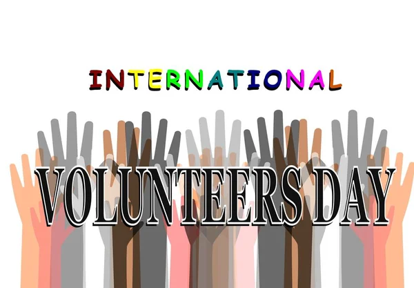 Міжнародного Дня Волонтерів Фоновий Колір Руками — стоковий вектор