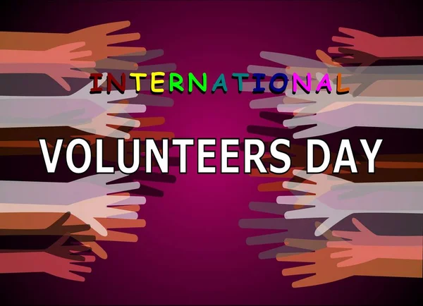 Día Internacional Del Voluntariado Fondo Con Manos Color — Vector de stock