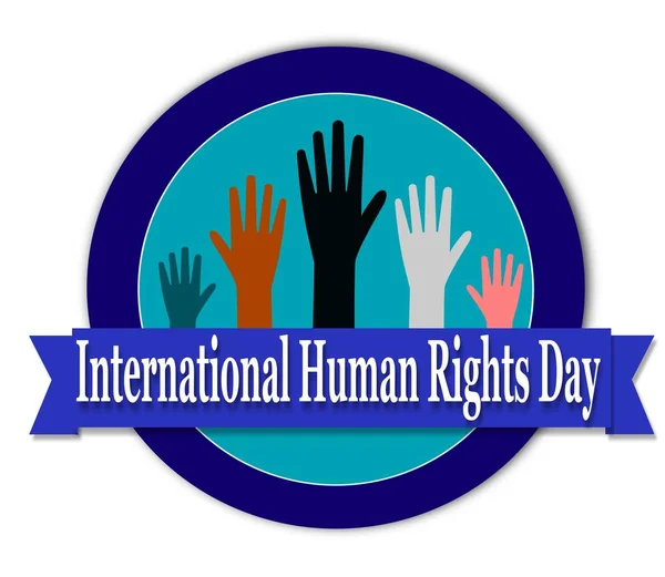 Banner Dia Internacional Dos Direitos Humanos Com Mãos Humanas — Vetor de Stock