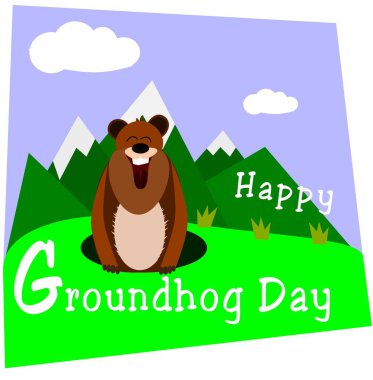 Mutlu gün Groundhog tasarım arka plan veya poster ile şirin, gülünç köstebek