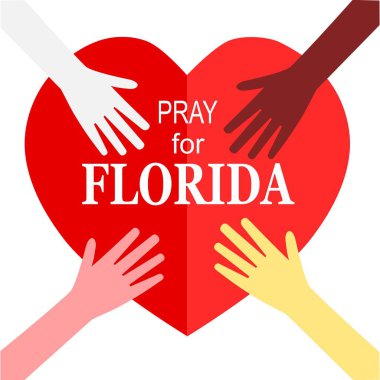 Kırmızı kalpli Florida İllüstrasyon için dua edin