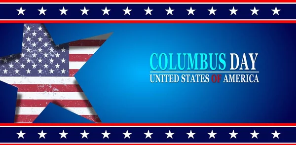 Columbus Day Web Banner Mall Affisch Med Usa Flagga — Stock vektor