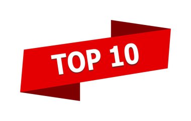 İlk 10 kırmızı pankart şablonu. En iyi 10 kurdele etiketi işareti