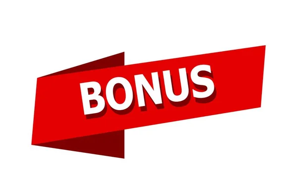 Šablona Bonus Red Banner Značka Bonusové Stuhy — Stockový vektor